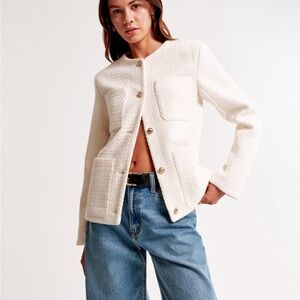 Women's Cream Textured Jacket